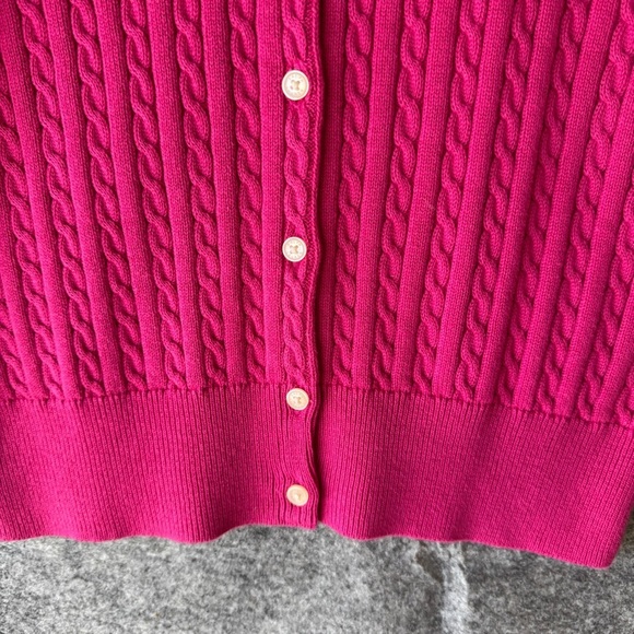 Polo Ralph Lauren Pink Cable Knit Cardigan Size L (12–14) Cotton Logo Sweater - Picture 4 of 11